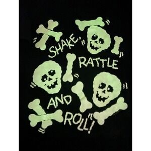 Vintage Screen Stars Shake Rattle and Roll Skeleton Graphic T Shirt XL Glow